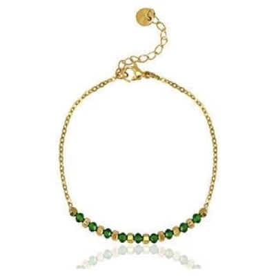 Feines Armband mit Perlen in Emerald Green in ca. 21 cm x 1.7mm (inkl. 5 cm Verlängerungskette) von Elektropulli