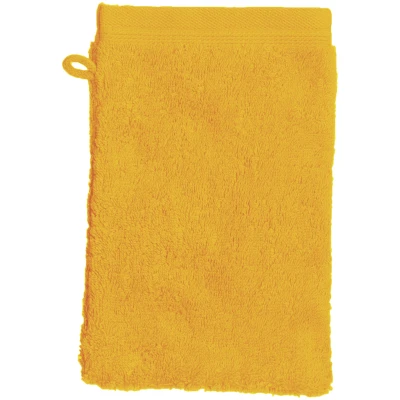 Frottier-Waschhandschuh aus reiner Bio-Baumwolle, 4 Stück, gelb 15 x 21 cm