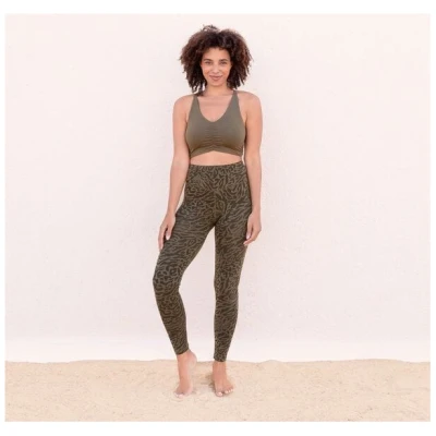 Jaya LEONA - Damen - High-Rise Leggings mit Allover-Leopard-Print aus weichem TENCEL Lyocell/Biobaumwoll-Mix mit doppelter Taillenpartie