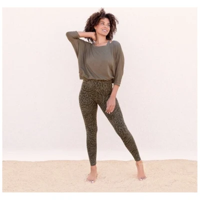 Jaya LEONA - Damen - High-Rise Leggings mit Allover-Leopard-Print aus weichem TENCEL Lyocell/Biobaumwoll-Mix mit doppelter Taillenpartie