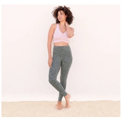 Jaya MALI - Damen - Perfekt sitzende High-Rise Leggings mit Allover-Zebra Print aus elastischer Biobaumwolle mit doppelter Taillenparti