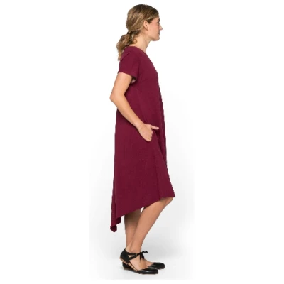 Jerseykleid mit V-Ausschnitt aus reiner Bourretteseide, brombeere 36