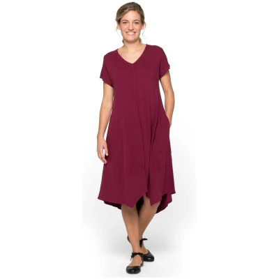 Jerseykleid mit V-Ausschnitt aus reiner Bourretteseide, brombeere 36
