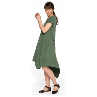 Jerseykleid mit V-Ausschnitt aus reiner Bourretteseide, lorbeer 36