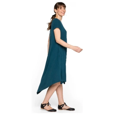 Jerseykleid mit V-Ausschnitt aus reiner Bourretteseide, petrol 36