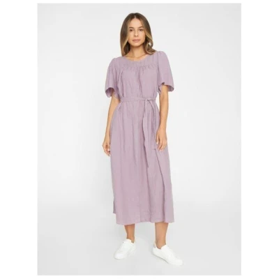 KnowledgeCotton Apparel Kleid mit Bindegurt aus Bio-Leinen