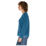 Langarm-Frotteeshirt aus reiner Bio-Schurwolle, petrol melange 40