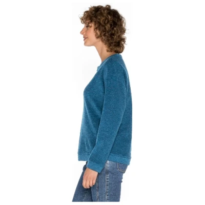 Langarm-Frotteeshirt aus reiner Bio-Schurwolle, petrol melange 40
