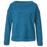Langarm-Frotteeshirt aus reiner Bio-Schurwolle, petrol melange 40