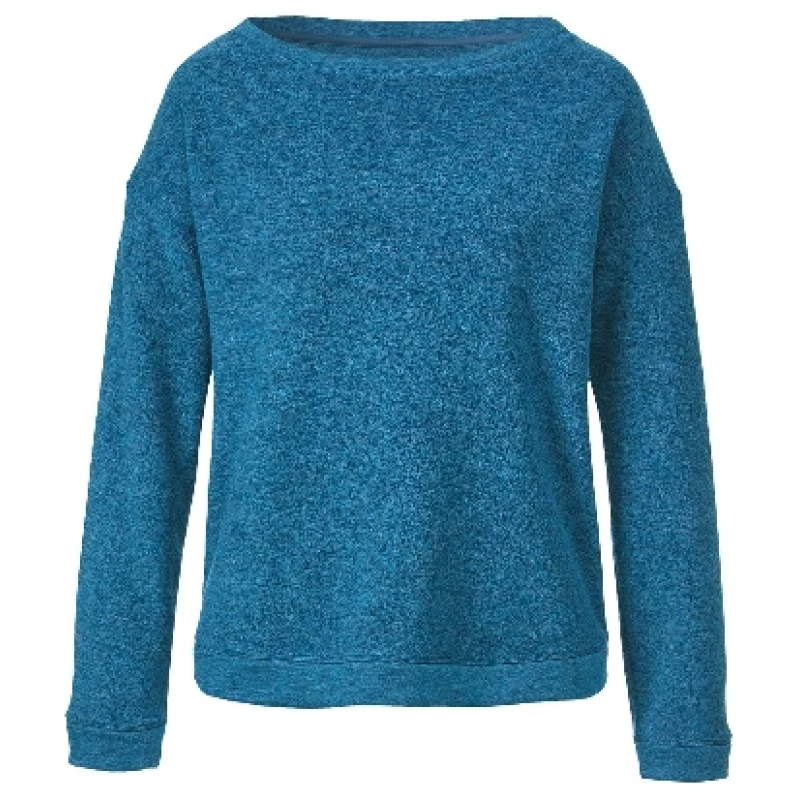 Langarm-Frotteeshirt aus reiner Bio-Schurwolle, petrol melange 40