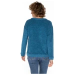 Langarm-Frotteeshirt aus reiner Bio-Schurwolle, petrol melange 40