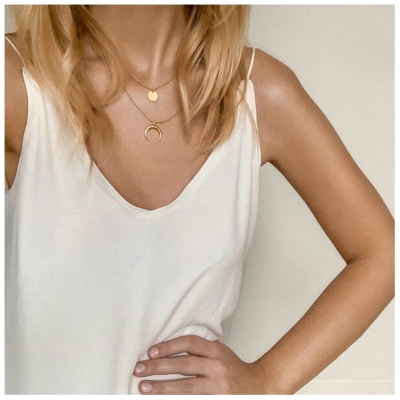 MOANINA Kette Minimal Coin Chiara - 925 Silber/18k Gold Vermeil - 3 Längen