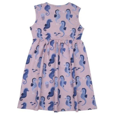 Nachhaltiges Kurzarm Kleid Rosa Bio Baumwolle - Walkiddy Blue Seahorses, GOTS zertifiziert, umweltfreundlich und stilvoll, ideal für Babys und Kleinkinder.