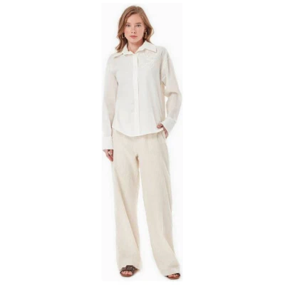 ORGANICATION Bluse aus Bio-Baumwolle und Leinen mit Bestickung