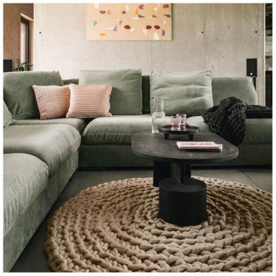 PANAPUFA Skandinavischer Chunky Wollteppich 100% Wolle