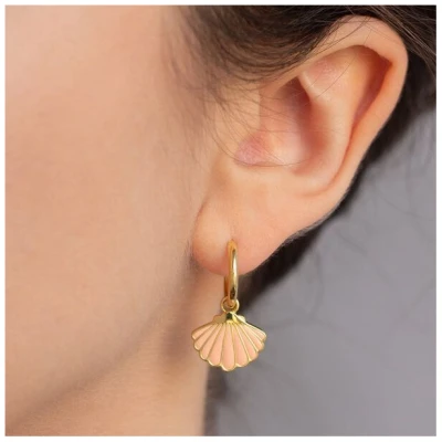 Paeoni Colors Muschel-Creolen, Ohrringe aus 18k Gold Vermeil, 925 Sterling Silber