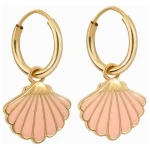 Paeoni Colors Muschel-Creolen, Ohrringe aus 18k Gold Vermeil, 925 Sterling Silber