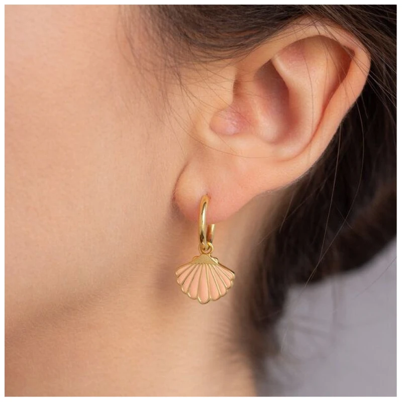 Paeoni Colors Muschel-Creolen, Ohrringe aus 18k Gold Vermeil, 925 Sterling Silber
