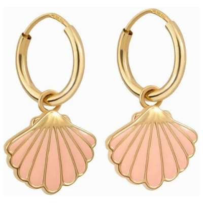Paeoni Colors Muschel-Creolen, Ohrringe aus 18k Gold Vermeil, 925 Sterling Silber