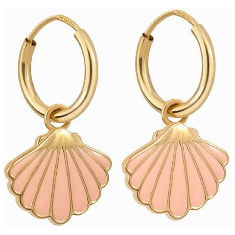 Paeoni Colors Muschel-Creolen, Ohrringe aus 18k Gold Vermeil, 925 Sterling Silber