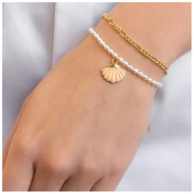 Paeoni Colors Muschel-Perlenarmband aus 18k Gold Vermeil, 925 Sterling Silber