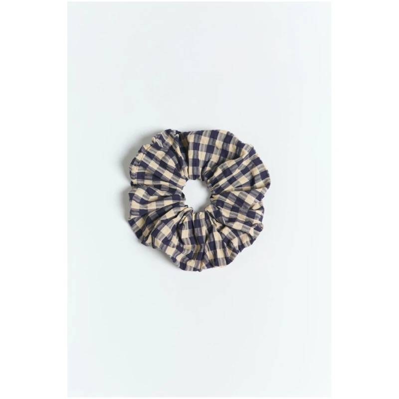 Scrunchie Maxi Soloy Check Blau