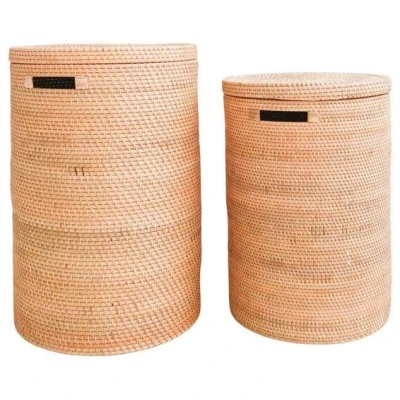 Soeji Wäschekorb mit Deckel, Aufbewahrungskorb aus Rattan SARI