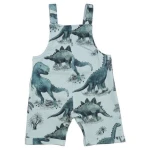 Strampler Bio-Baumwolle Grün Dinos Walkiddy - Nachhaltig, ökologisch, bequem, allergikerfreundlich, umweltfreundlich, GOTS-zertifiziert, armellos.