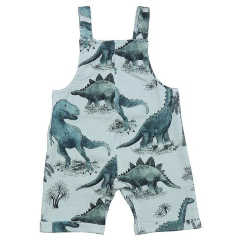 Strampler Bio-Baumwolle Grün Dinos Walkiddy - Nachhaltig, ökologisch, bequem, allergikerfreundlich, umweltfreundlich, GOTS-zertifiziert, armellos.