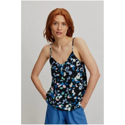 Top Malve Florals Blau