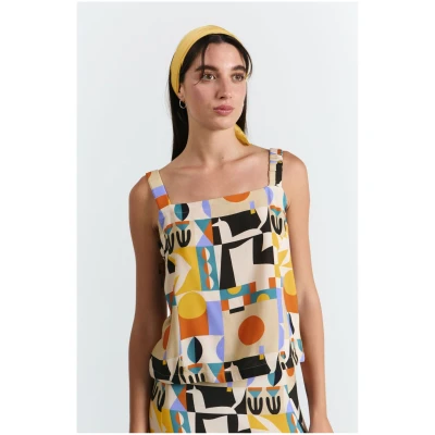 Top Salcedo Print Vibes Orange