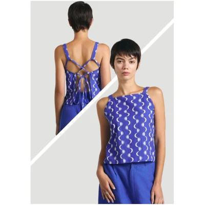 Top Union Print Moon Blau