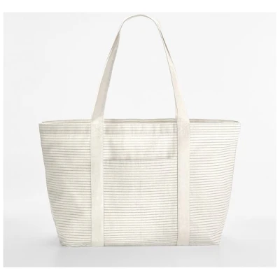 Westford Mill Striped Organic Cotton Shopper Tasche Shopper Einkaufstasche Strandtasche Badtasche