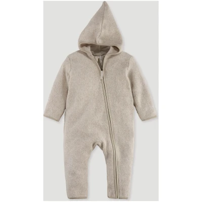 hessnatur Baby Fleece Overall Regular aus Bio-Baumwolle - beige - Größe 62/68