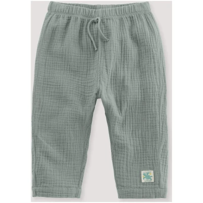 hessnatur Baby Musselin Hose Regular aus Bio-Baumwolle - grün - Größe 74/80