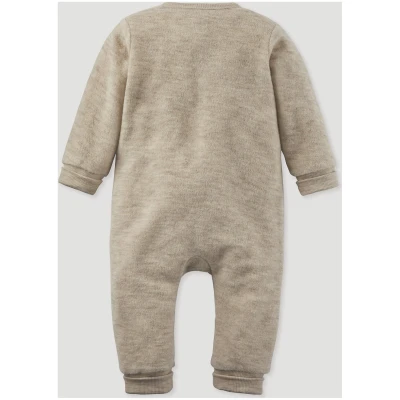 hessnatur Baby Wollfrottee Overall Regular aus Bio-Merinowolle - beige - Größe 50/56