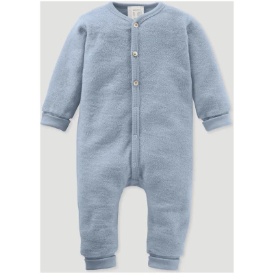 hessnatur Baby Wollfrottee Overall Regular aus Bio-Merinowolle - blau - Größe 50/56