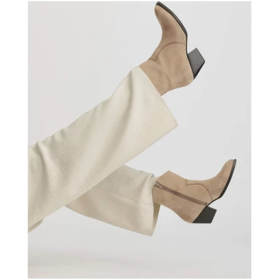 hessnatur Damen Ankle Boots Western aus chromfrei gegerbtem Nubuk-Leder - braun - Größe 37