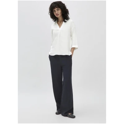 hessnatur Damen Bluse Relaxed aus Leinen - weiß - Größe 36