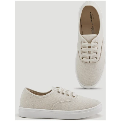 hessnatur Damen Canvas Sneaker mit Bio-Baumwolle - natur - Größe 37