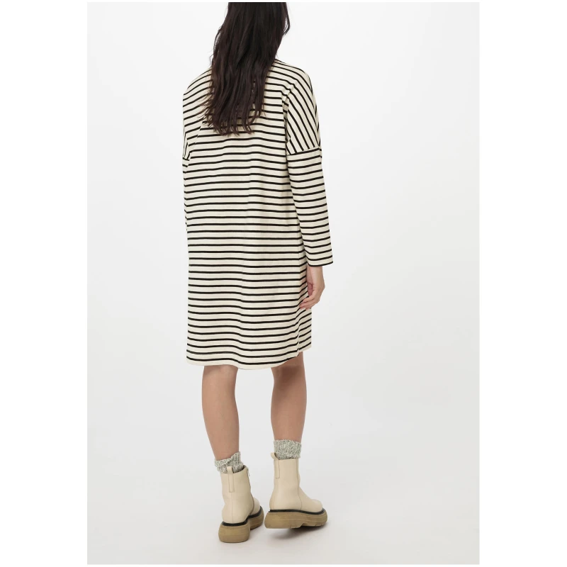 hessnatur Damen Heavy Slub Jerseykleid Streifen Mini Oversize aus Bio-Baumwolle - schwarz - Größe 36