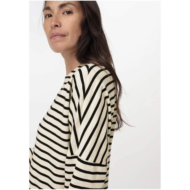 hessnatur Damen Heavy Slub Jerseykleid Streifen Mini Oversize aus Bio-Baumwolle - schwarz - Größe 36