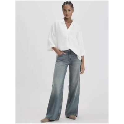 hessnatur Damen Jeans ALVA High Rise Wide Leg aus Bio-Denim - blau - Größe 26/32