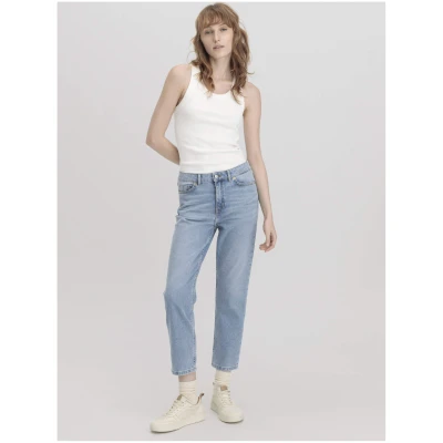 hessnatur Damen Jeans BEA High Rise Straight aus Bio-Denim - blau - Größe 32/29