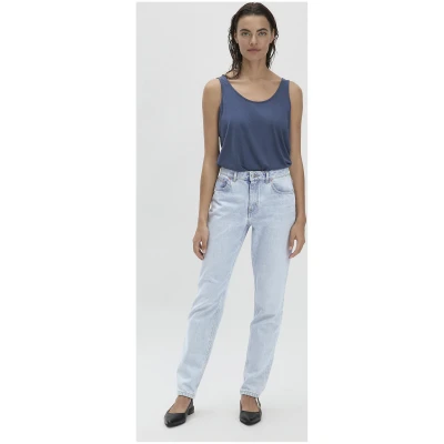 hessnatur Damen Jersey Top Relaxed aus TENCEL™ Lyocell mit Bio-Baumwolle - blau - Größe 38