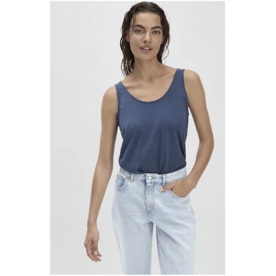 hessnatur Damen Jersey Top Relaxed aus TENCEL™ Lyocell mit Bio-Baumwolle - blau - Größe 38