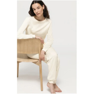hessnatur Damen Pyjama Regular "Pure Nature" aus Bio-Baumwolle - natur - Größe 34