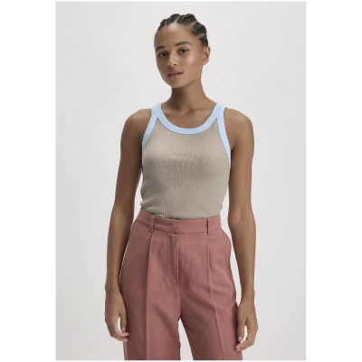 hessnatur Damen Rib Jersey Top Slim aus weicher Bio-Baumwolle - beige - Größe 40