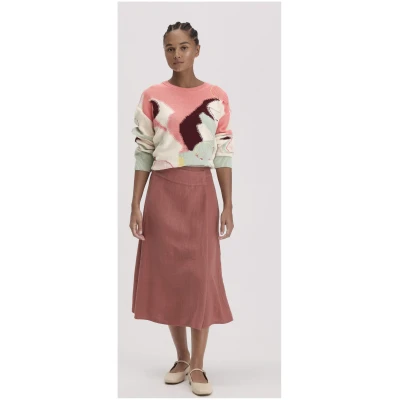 hessnatur Damen Rock Midi Regular aus Leinen - braun - Größe 34