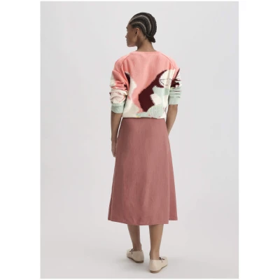 hessnatur Damen Rock Midi Regular aus Leinen - braun - Größe 34